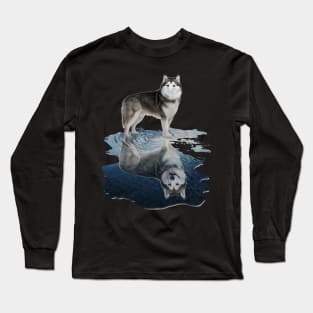 Husky Dogs Lover - Husky Face Mask Funny - Husky T-Shirt Long Sleeve T-Shirt